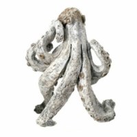 6" Gray and White Rustic Standing Octopus Sculpture