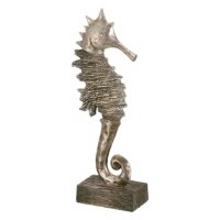 13" Distressed Silver Finish Textured Seahorse Figurine