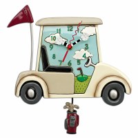 12" White Golf Cart Stay The Course Wall Clock