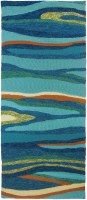 60" x 26" Multicolor Abstract Ocean Waves Rug
