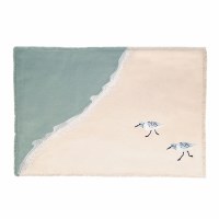 13" x 19" Blue and Beige Embroidered Sandpiper Shore Placemat