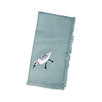 16" Square Light Aqua Sandpiper Embroidered Cloth Napkin