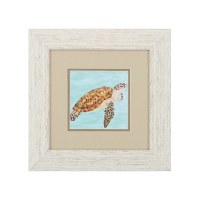 14" Square Calm Turtle Swim 1 Framed Print Under Glass