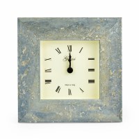 4" Square Gray with Silver Accents Clock