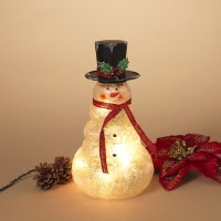 12" Lighted Glass Snowman