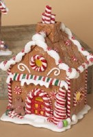 7" LED Gingerbread House With Round Peppermint Gable