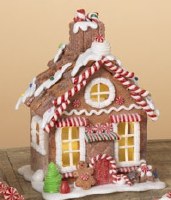 7" LED Gingerbread House With Round White Gable Window