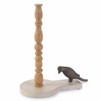 14" Wood and Metal Bird Paper Towel Roll Holder  by Mud Pie