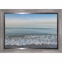 38" x 53" Blue Beach Wave Gel Textured Coastal Print in a Graywash Frame