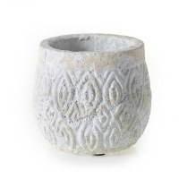 4" Round White Textured Ceramic Andaz Pot