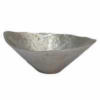 13" x 9" Oval Silver Textured Metal Aluminum Bowl