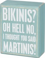 5" x 4" Aqua and White Bikinis? Oh Hell No Martinis Plaque