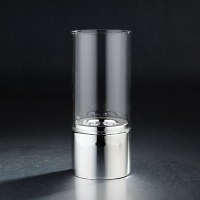 12" Clear Glass Cylinder Candleholder with Metallic Silver Base