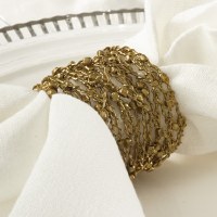 2" Gold Metal Beaded Wire Coil Napkin Ring