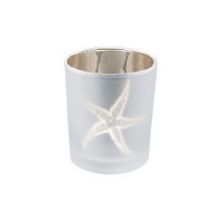 3" Silver and Gold Frosted Glass Starfish Votive Holder