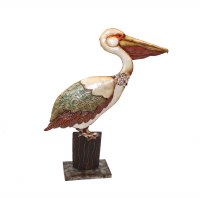 19" Metal and Capiz Shell Pelican Statuette