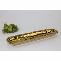 14" Gold Beaded Ceramic Cracker Tray by Pampa Bay