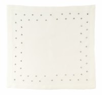 20" Square White Cloth Napkin with Silver Polka Dots