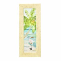 23" x 9" White Egret by Palm Tree Gel Textured Framed Print with No Glass