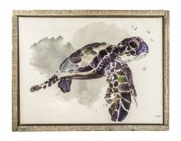 18" x 24" Multicolored Sea Turtle Canvas with Wood Frame