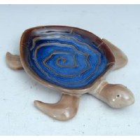 8" Blue Ceramic Swirl Turtle Dish