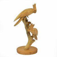 11" x 6" Natural Single Cockatoo Parasite Wood Sculpture