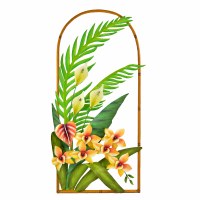 40" x 18" Orchid Painted Metal Arch Decorative Tropical Wall Art Plaque