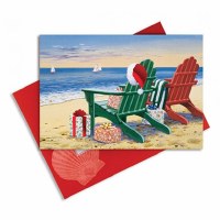 5" x 7" Box of 16 Adirondack and Santa Hat Christmas Greeting Cards