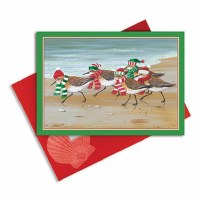 Box of 16 Sandpipers in Hats Christmas Greeting Cards size 5" x 7"