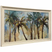 29" x 51" Island Morning Palm Trees Textured Framed Print