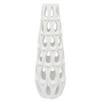 24" White Openwork Vase