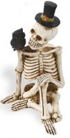 3" Skeleton With Owl Figurine