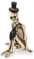 3" Skeleton With Raven Figurine