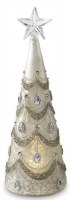 12" LED Jeweled and Frosted Glass Tree