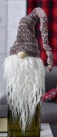 10" Polyester Gnome With Gray Hat Wine Bottle Cover 10" Polyester Gnome With Gray Hat Wine Bottle Cover