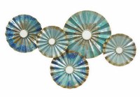 25" x 41" Blue and Green Ribbed Disk Metal Wall Art Plaque