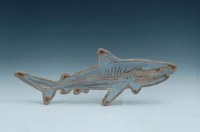 33" Wood Shark Plaque With Galvanized Finish