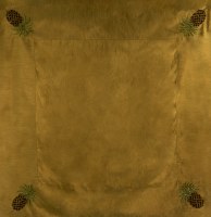 60" Square Gold Topper with Brown and Green Sequin Pineapples