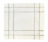20" Square Ivory Cloth Napkin with Silver Grid Design
