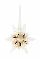 4.5" White Shell Slice with Pearl Center Ornament