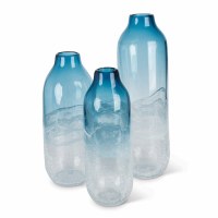 14" Gradient Indigo and White Glass Cylinder Vase