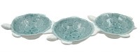 14" Blue Ceramic 3 Compartment Turtle Dish