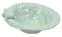 6" Round Green Textured Ceramic Turtle Bowl