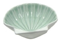 4" Green Ceramic Scallop Dish