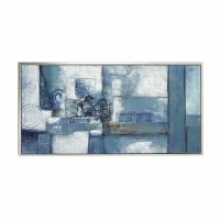 28" x 55" Blue Abstract Framed Canvas