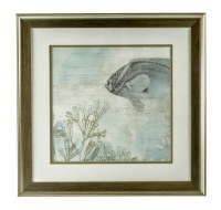 19" Square Coastal Fresco 2 with Gold Frame Under Glass