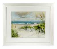 25" x 29" Catching the Wind Beachscape with Off-White Frame Under Glass