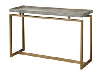 47" Dark Wood Tray Top and Gold Leg Console