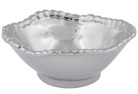 6" Round Silver Ceramic Beaded Rim Bowl by Pampa Bay