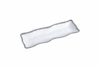 19" White and Silver Ceramic Rectangle Beaded Rim Tray by Pampa Bay